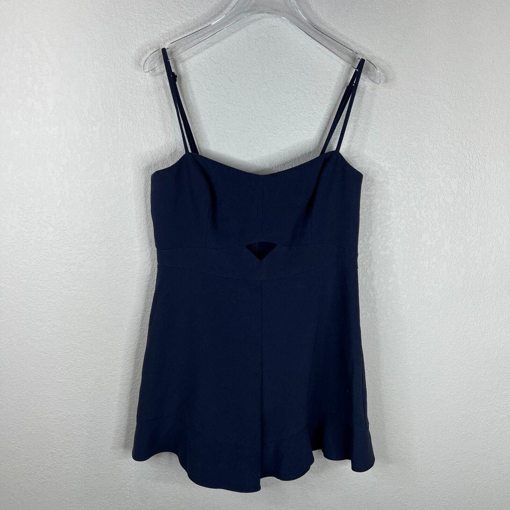 Likely Calhoun Romper Size 10 Navy Sleeveless Cutout‎ Ruffled Hem Crepe Playsuit